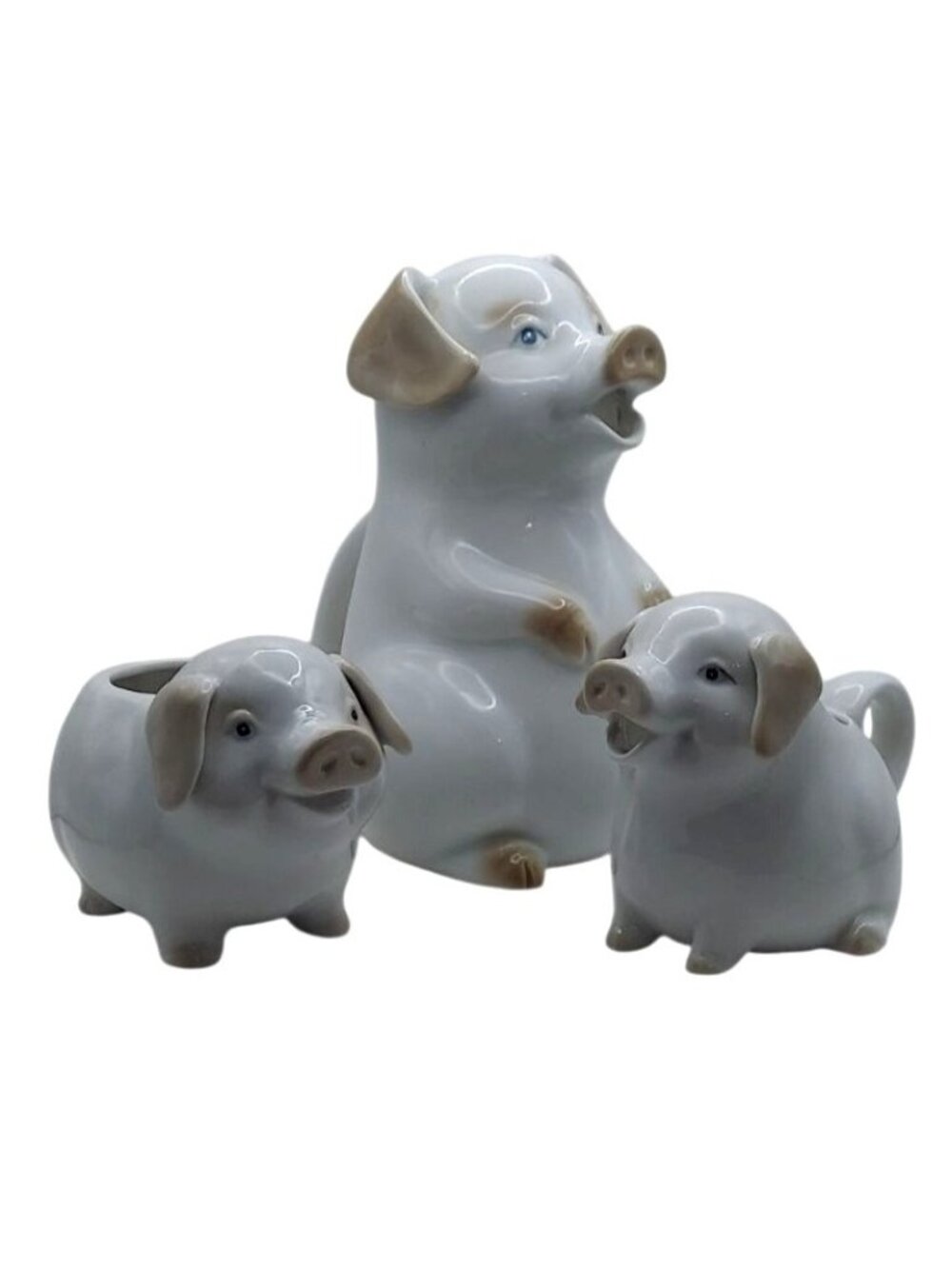 Pig Pitcher Creamer Sugar Bowl Set of 3 Farmhouse Henriksen Imports Japan Vtg